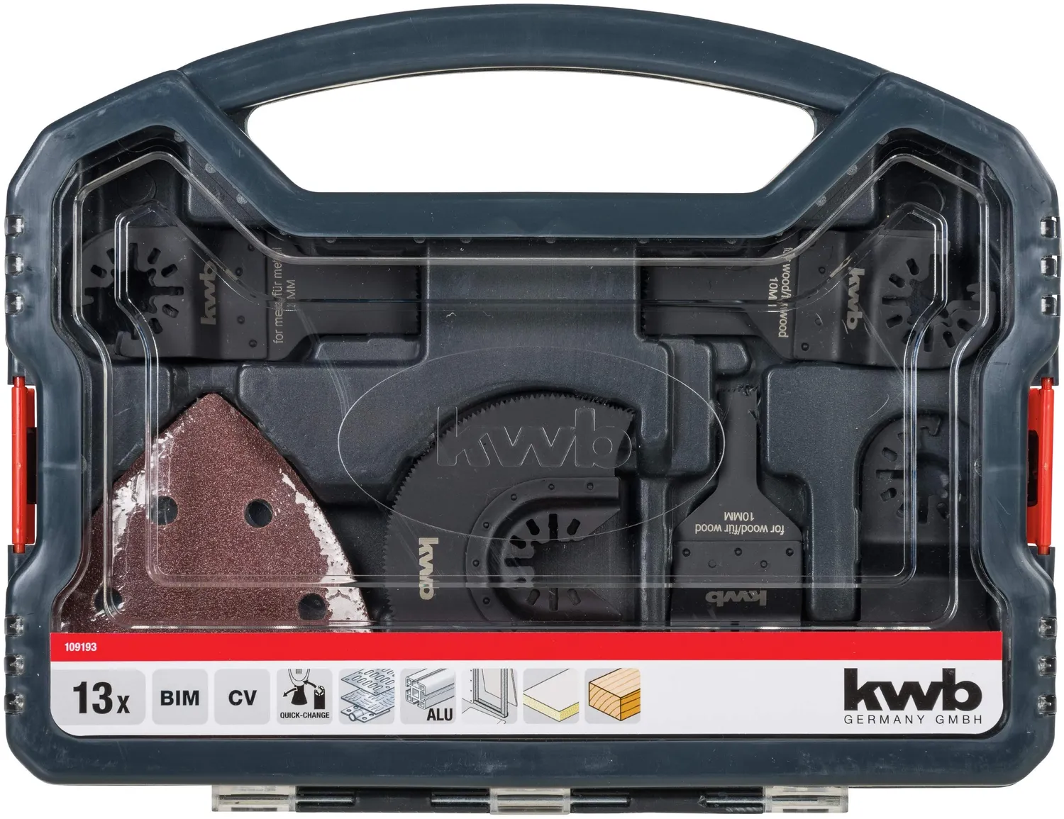 KWB PowerBox Universal 109193 set multitool 14 pezzi legno