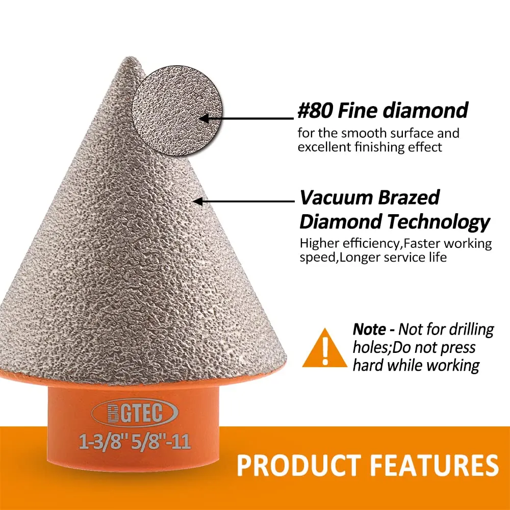 BGTEC Smusso 75mm M14 punta diamantata conica per gres