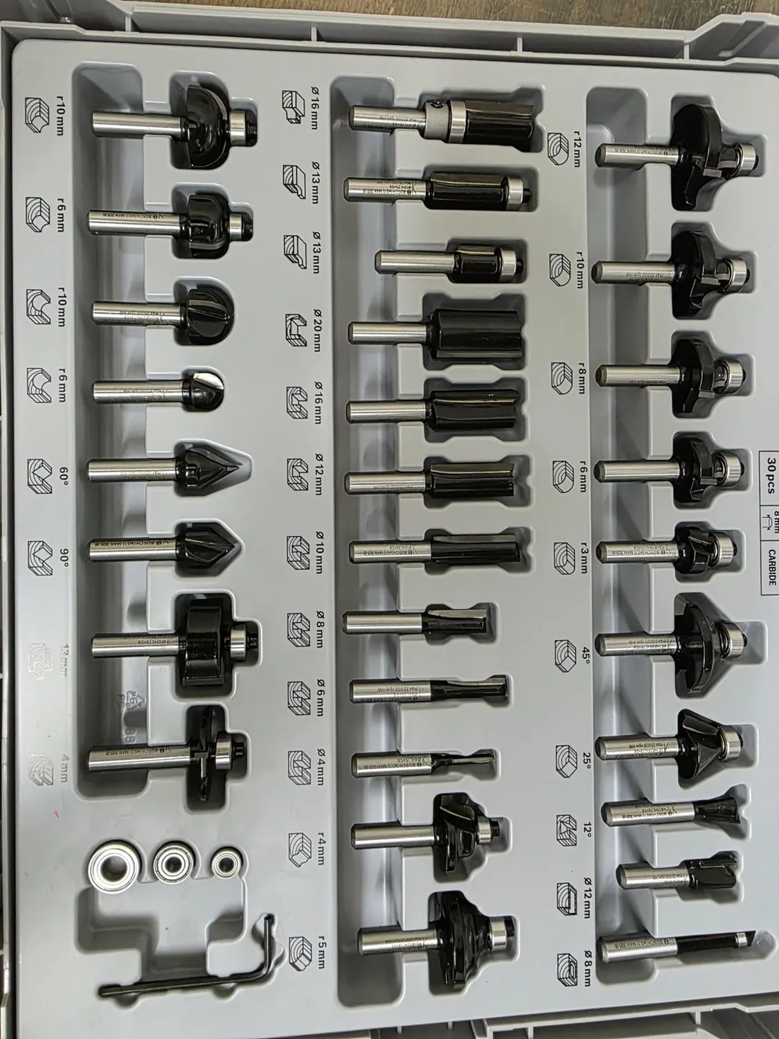 Bosch Expert 2607017475 frese legno 8 mm set 30 pz miste