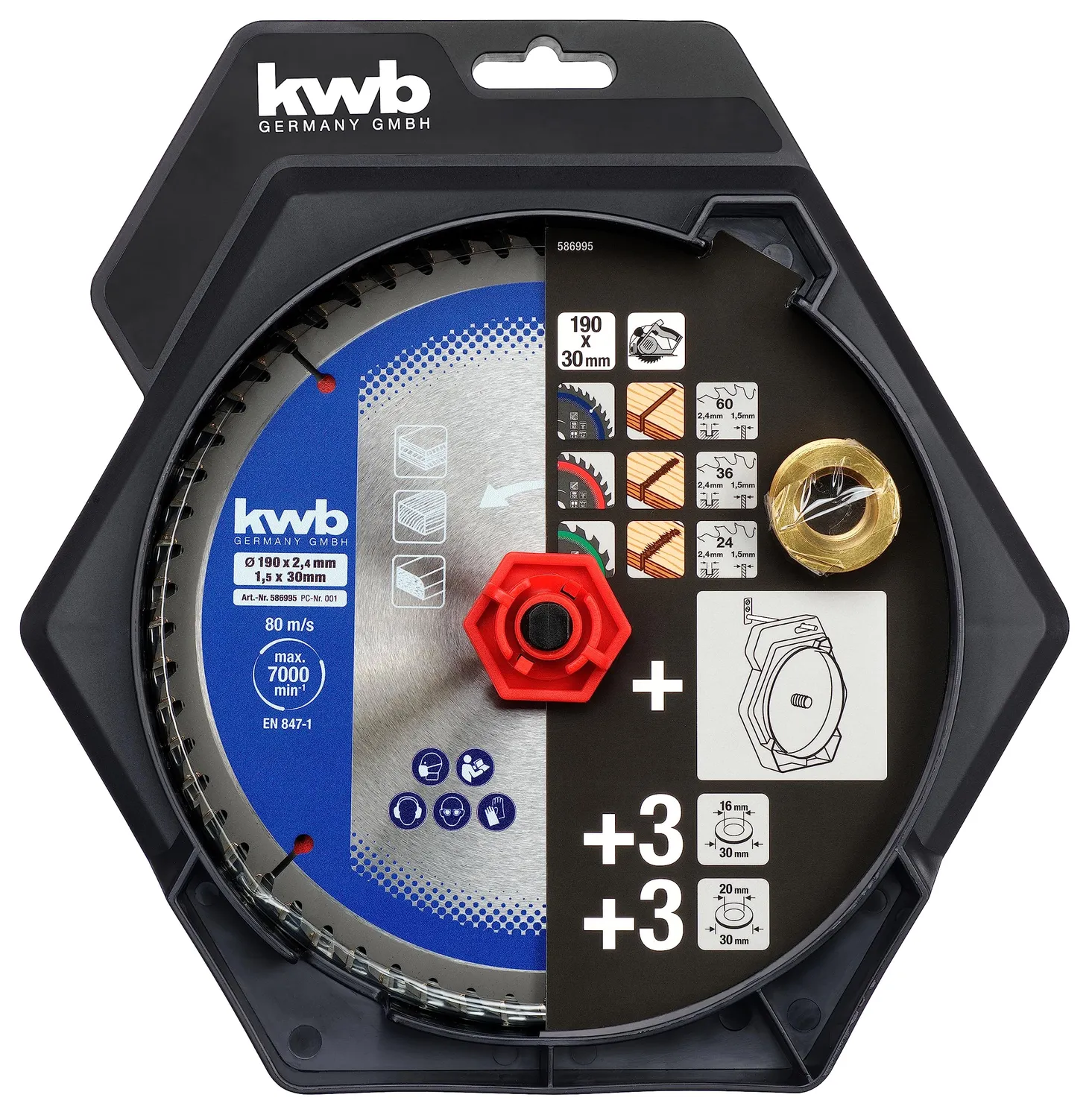 KWB set 3 lame circolari 190x30/20/16mm legno fine-grosso