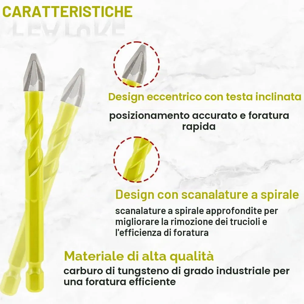 Sanleetek Set 10 Punte Trapano Carburo 5-12 mm Multimateriale