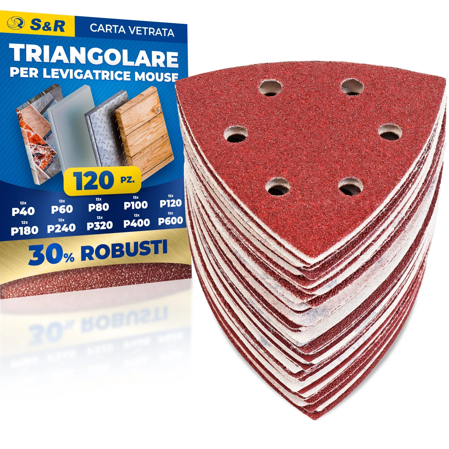 S&R Carta Vetrata Triangolare 152x105 60 Fogli P40-P240