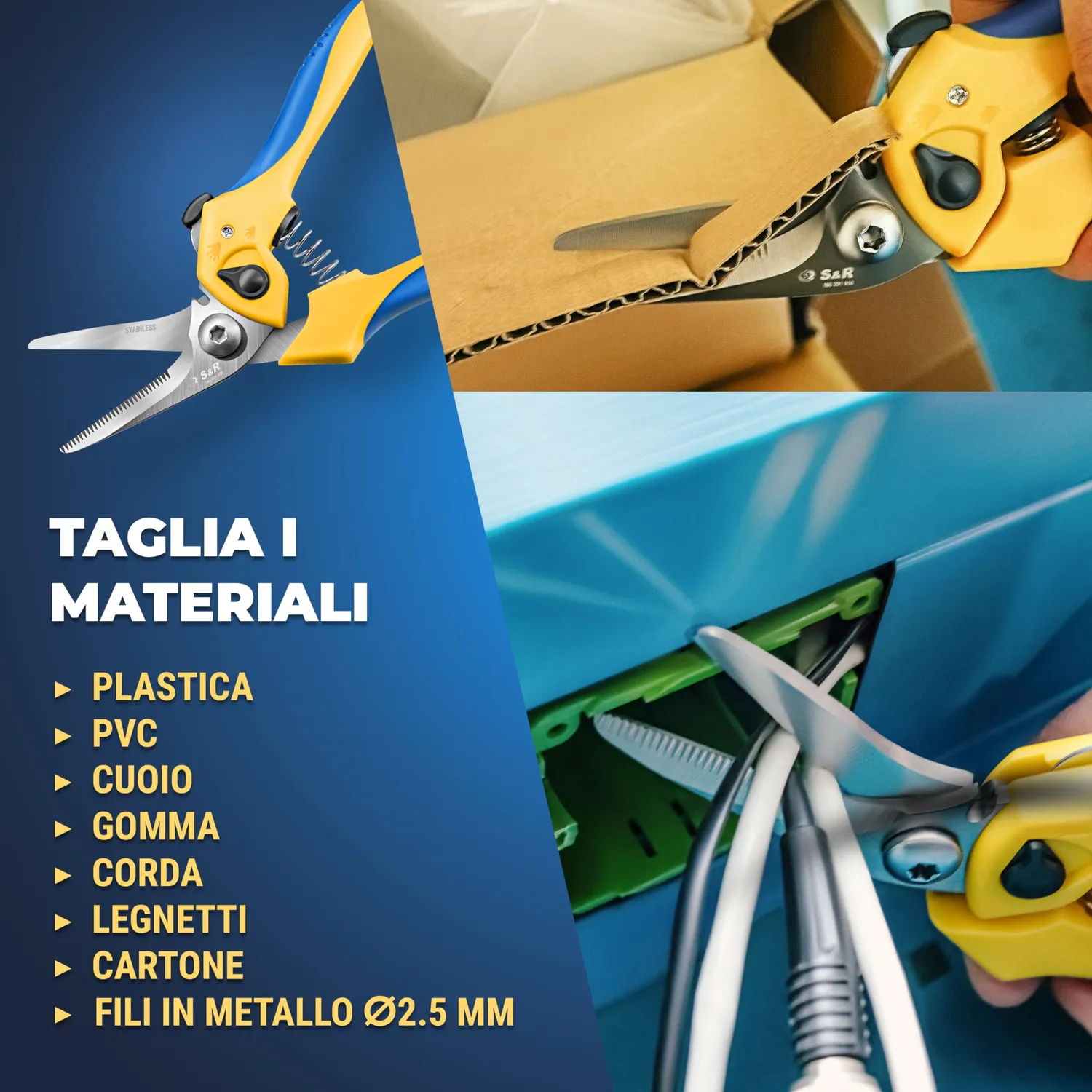 S&R forbici multiuso lama curva 50 mm inox 20 cm