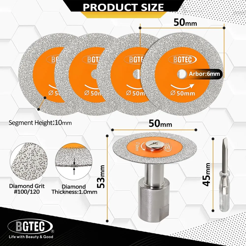 BGTEC Disco diamantato vetro 50 mm M14 set 5pz ultrasottile