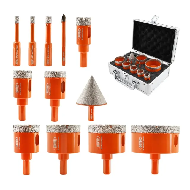 BGTEC set 12 frese diamantate per piastrelle a secco