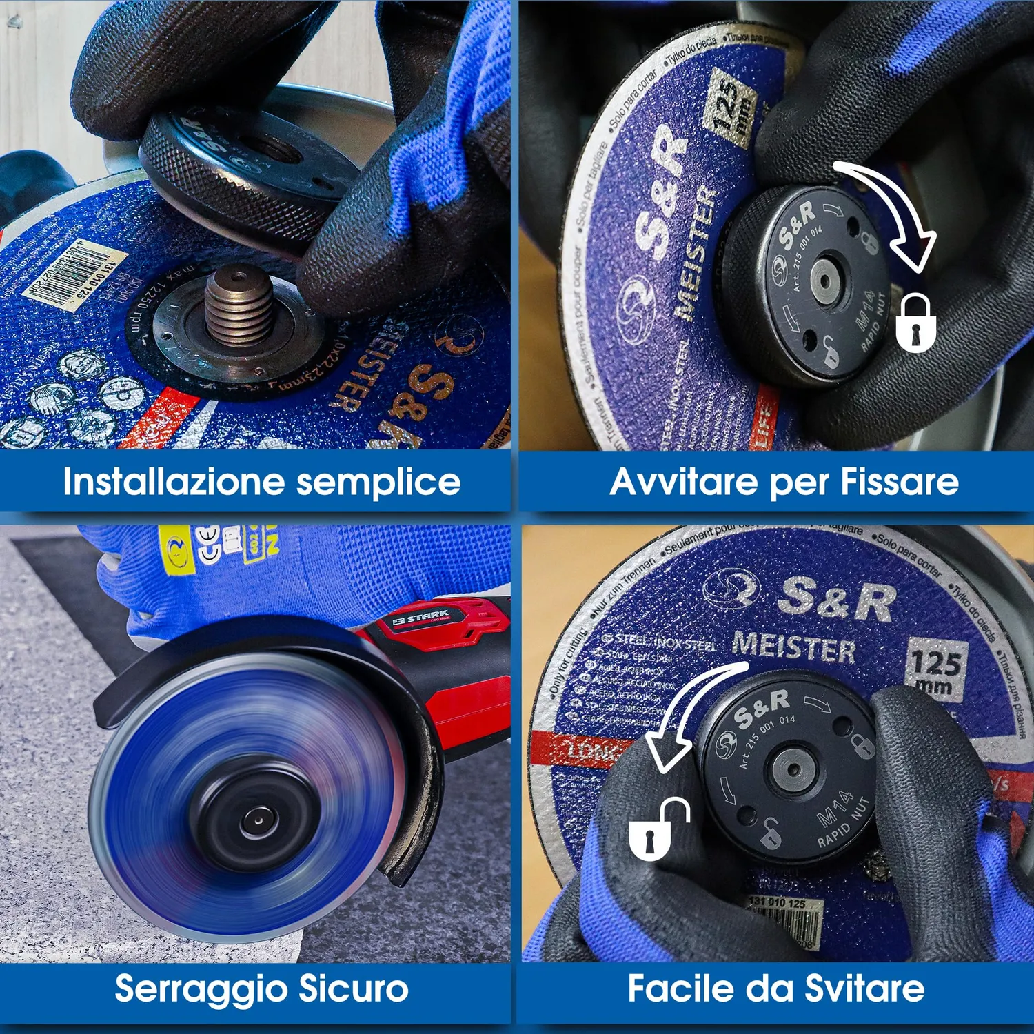 S&R dado flangia serraggio rapido M14 smerigliatrice 46 mm
