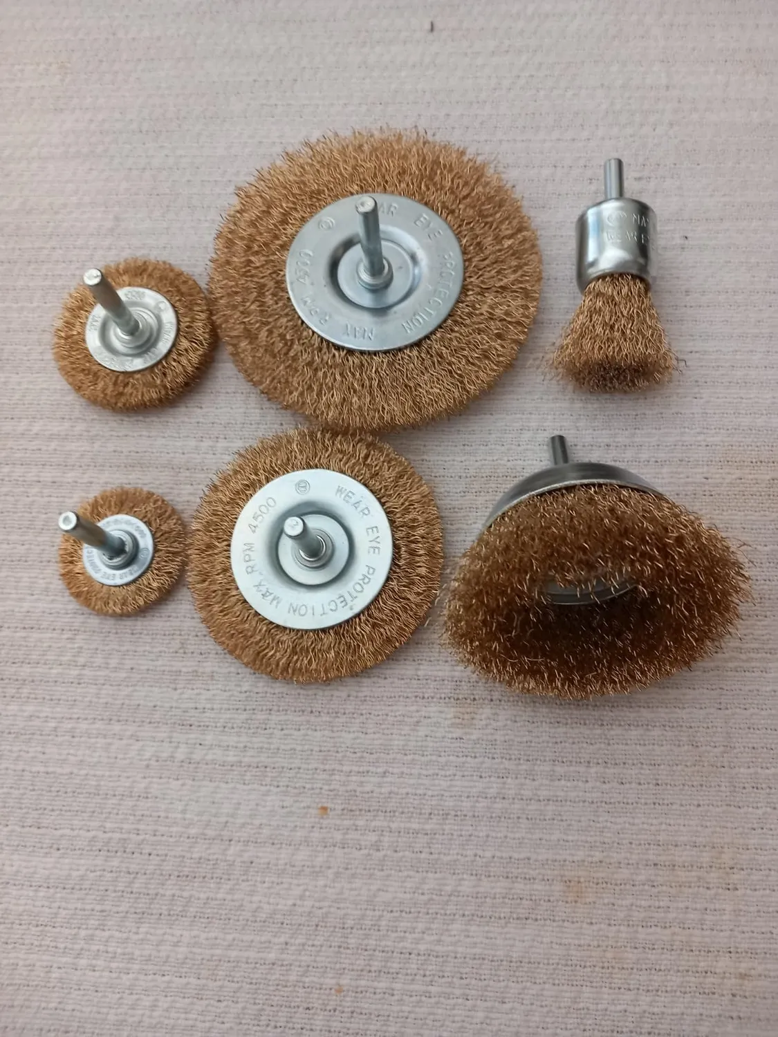 S&R set 7 spazzole metalliche 6 mm per trapano ottonate