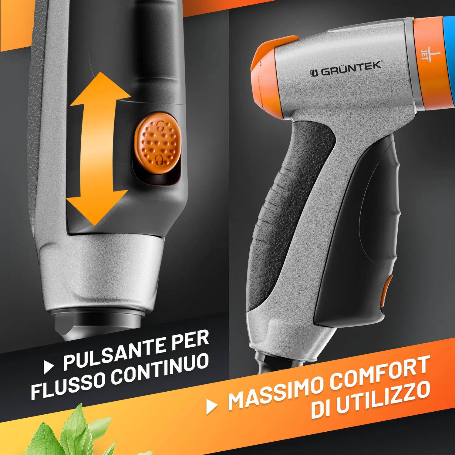 GRÜNTEK pistola acqua giardino metallo 3 spruzzi