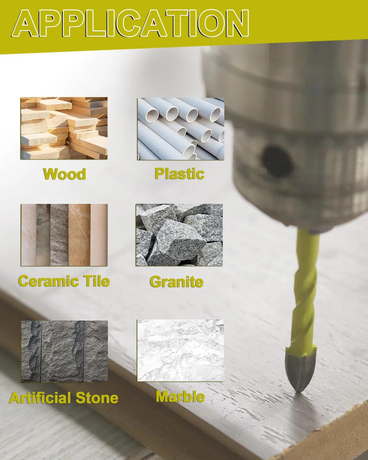 Sanleetek punte carburo 6 mm esagonali 5 pezzi muro