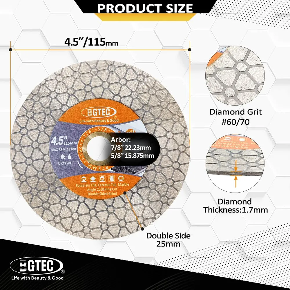 BGTEC disco diamantato 115 mm triangolare per gres ceramica