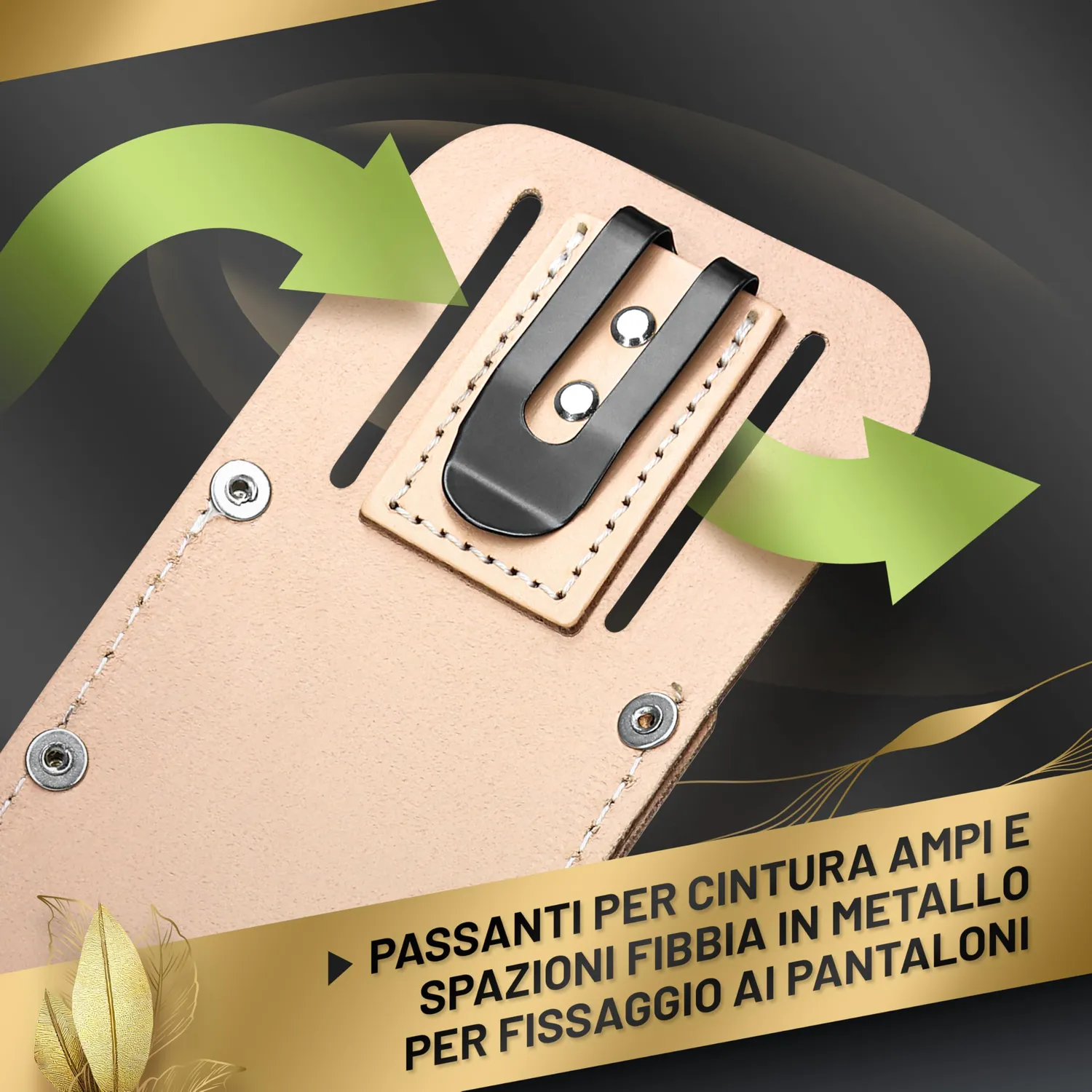 Grüntek fondina pelle marrone chiaro per forbici potatura