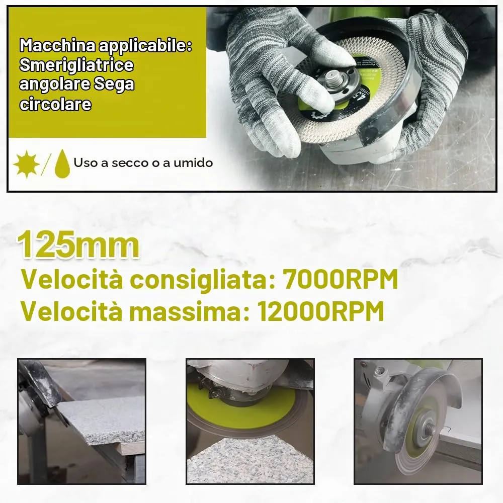 Sanleetek disco diamantato 125 mm gres ceramica bifacciale