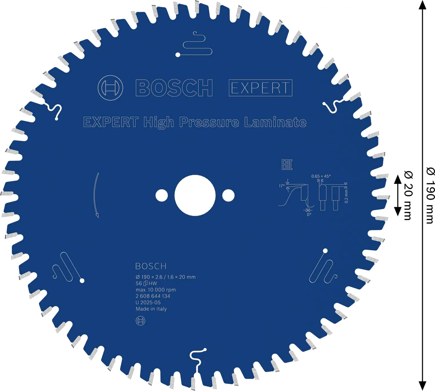 Bosch Expert HPL lama circolare 190x20 42T laminato