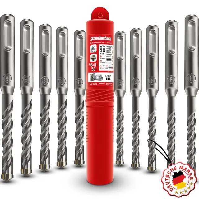 Schwabenbach set punte SDS-Plus 10 pezzi 6+8x110 mm calcestruzzo