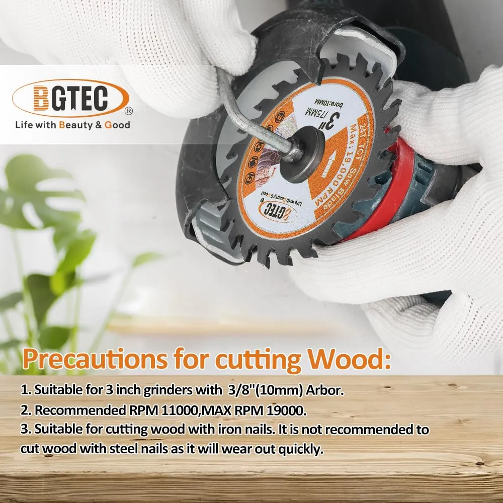 BGTEC TCT Lama Sega Circolare 75mm 3 Pezzi per Legno