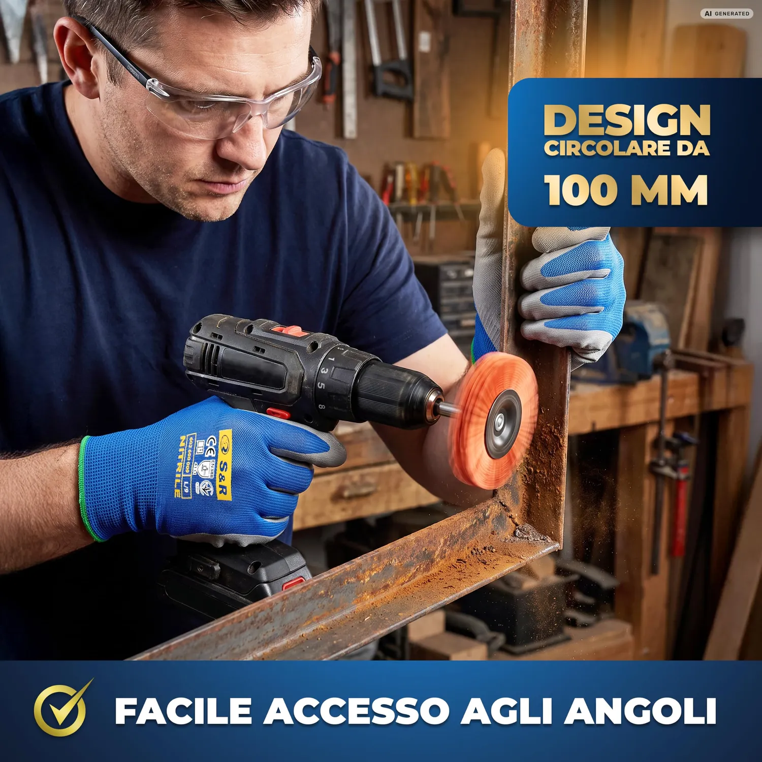 S&R Spazzola Nylon Aggressivo Trapano 100 mm 1-4