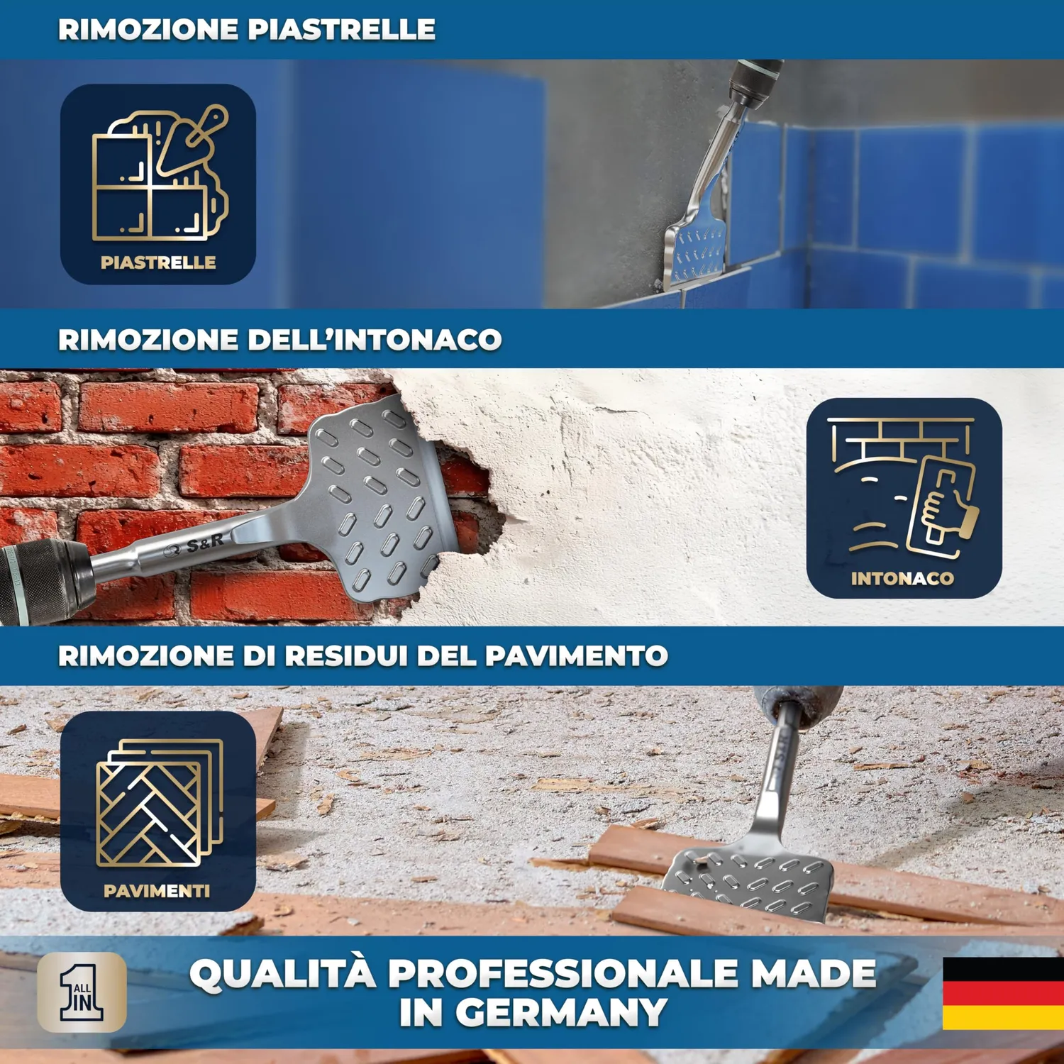 S&R scalpello SDS-Plus piastrelle 165x75 mm angolato