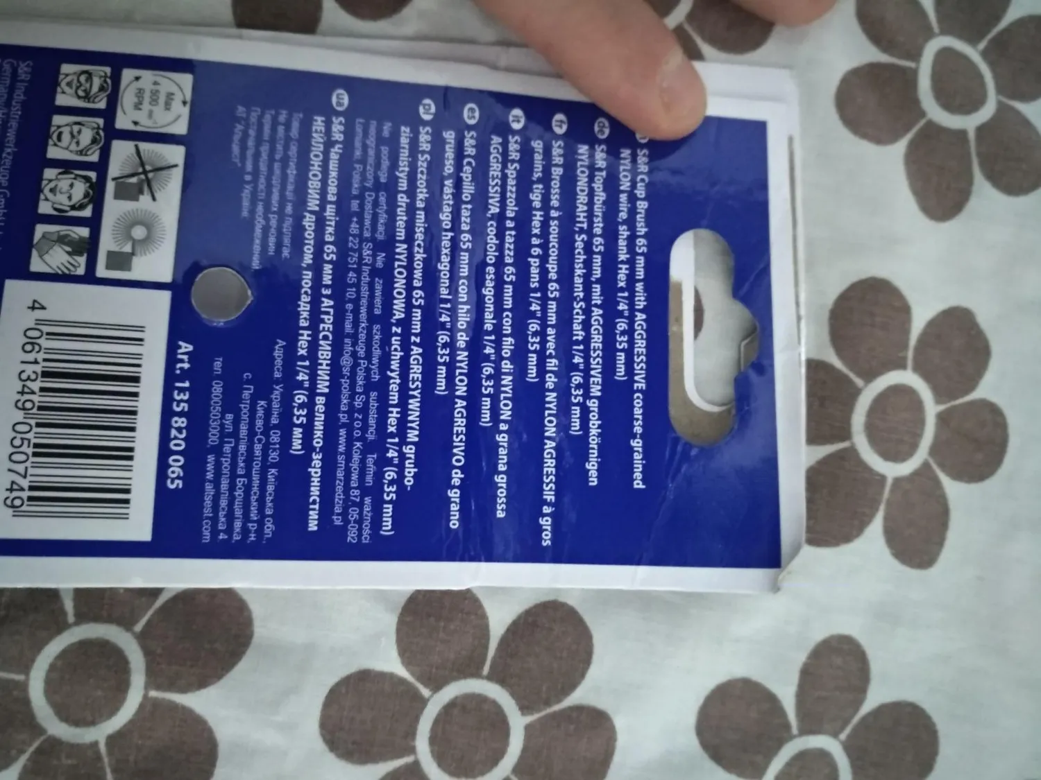 S&R spazzola a tazza nylon aggressiva trapano 65 mm