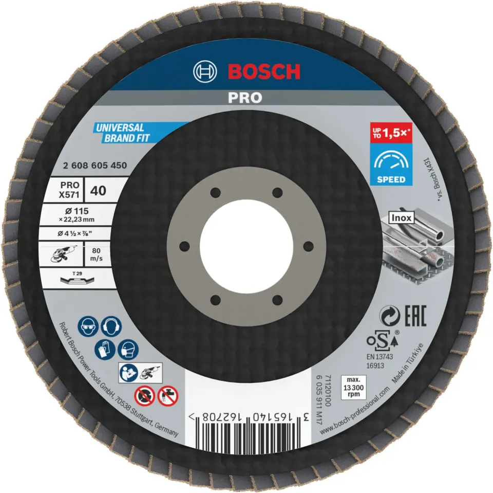 Bosch Expert PRO X571 disco lamellare 115 mm grana 40 metallo
