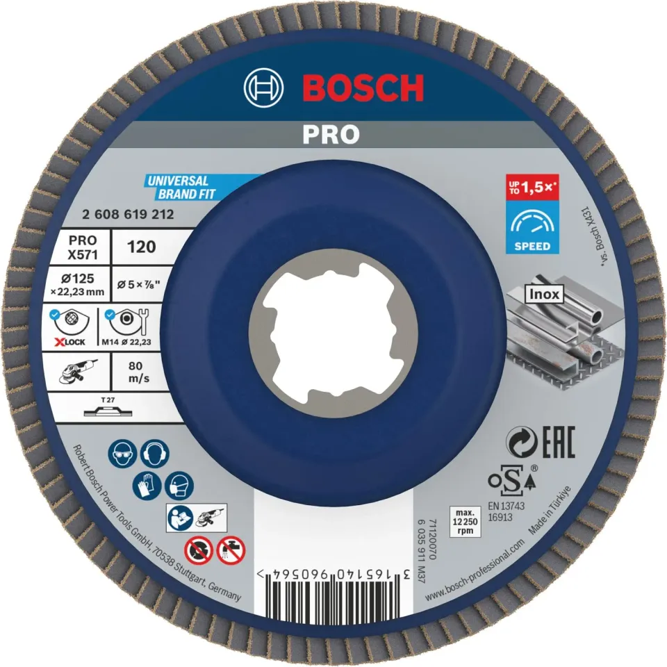 Bosch Pro X571 disco lamellare 125 mm K120 dritto X-Lock metallo