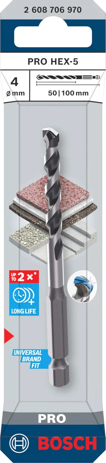 Bosch Expert PRO HEX-5 punta muro 4x100 mm calcestruzzo 1 pezzo