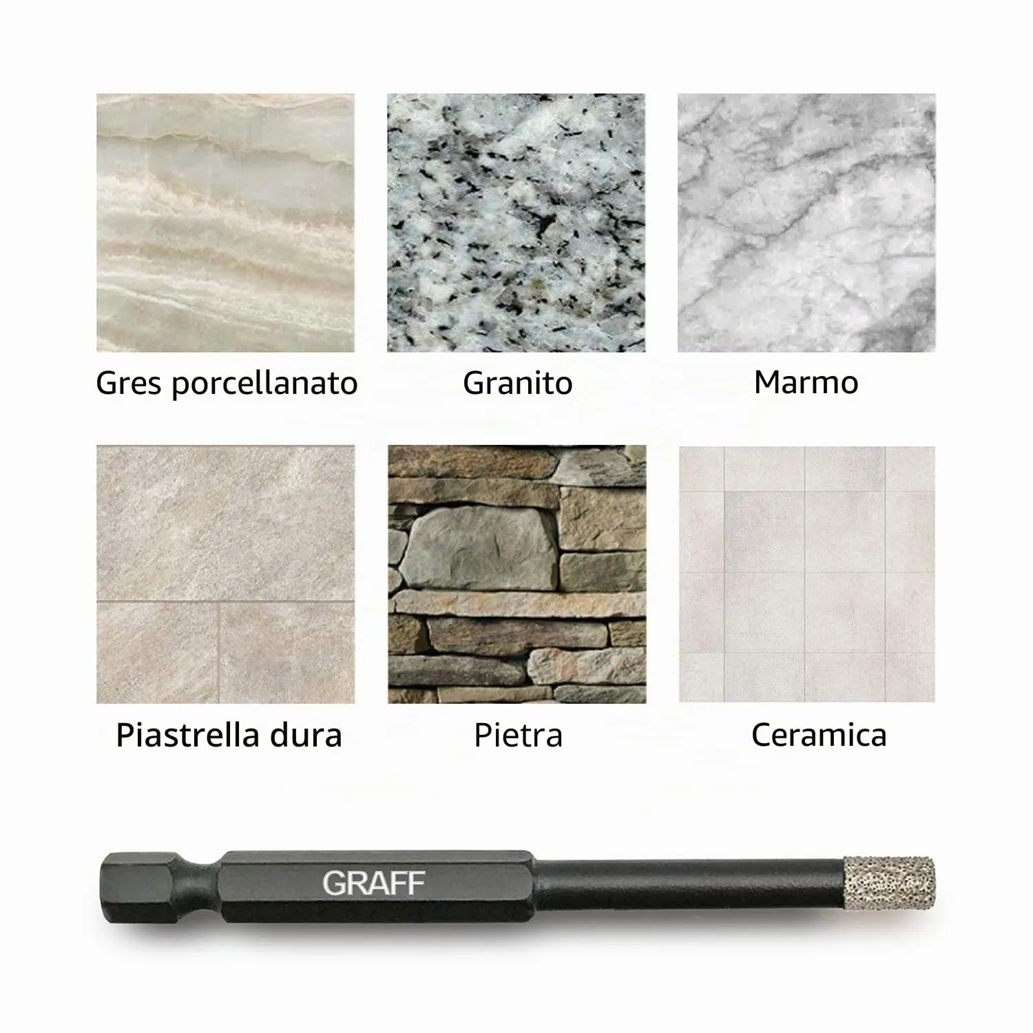 Graff punte diamantate gres 6-8-10 mm esagonali 3 pezzi