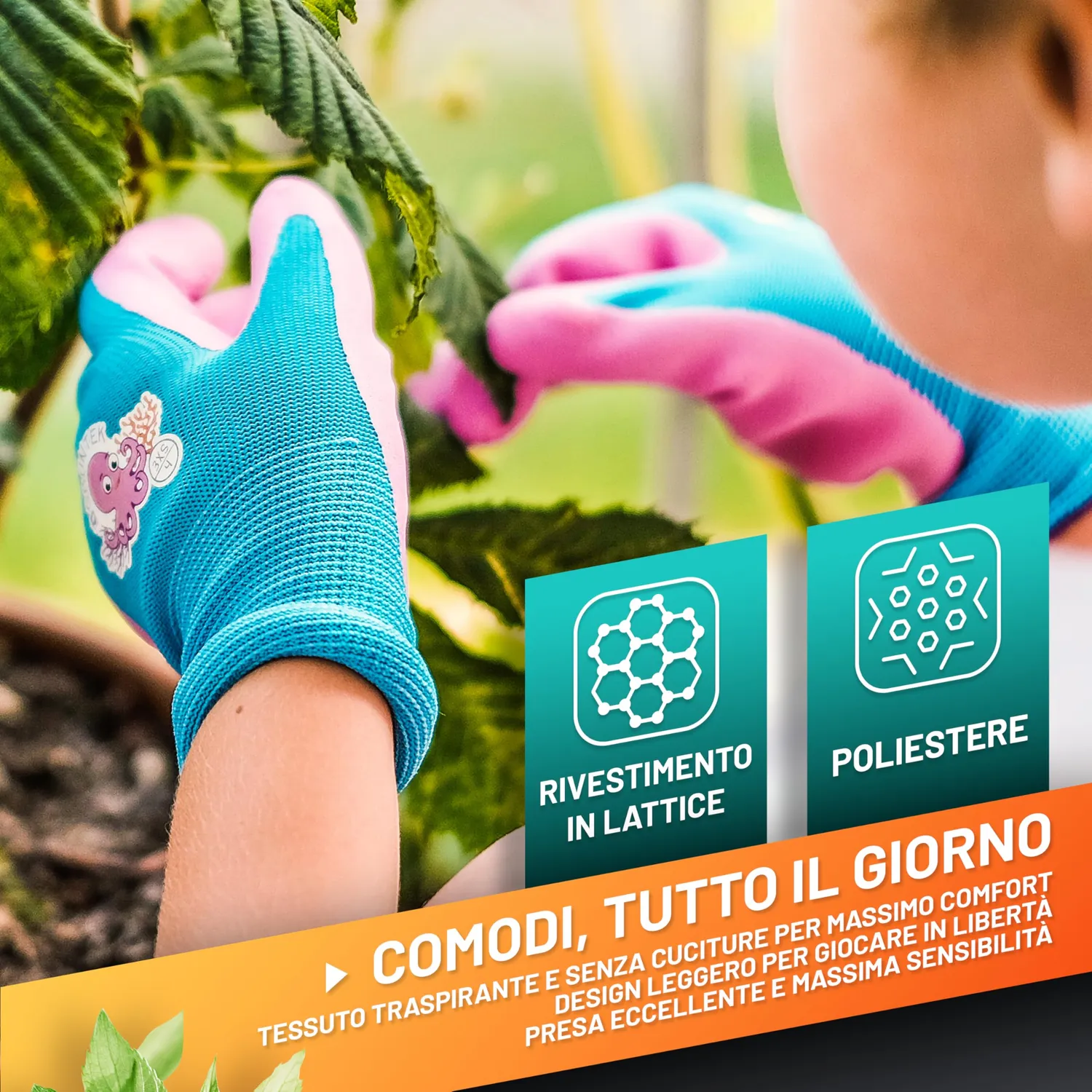 Grüntek Guanti Bambini Taglia 3 Lattice 4 Paia