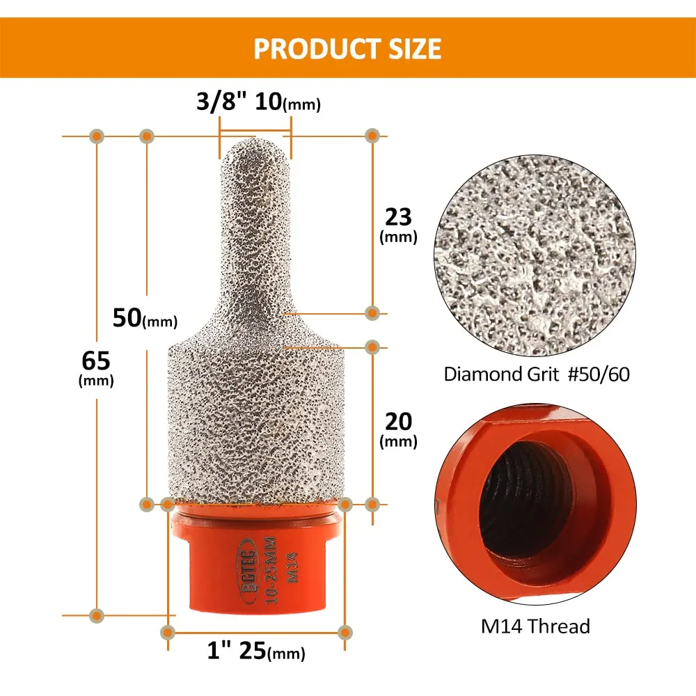 BGTEC 10-25mm fresa diamantata conica M14 per gres