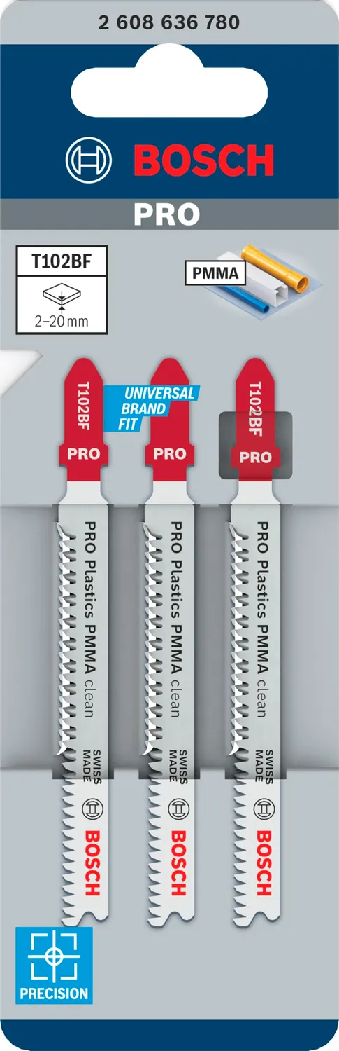 Bosch Expert T 102 BF lame seghetto 3 pz plexiglass