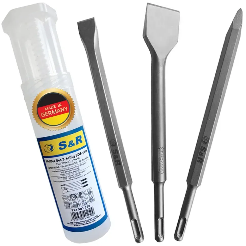 S&R set 3 scalpelli SDS-Plus curvo 250 mm piastrelle