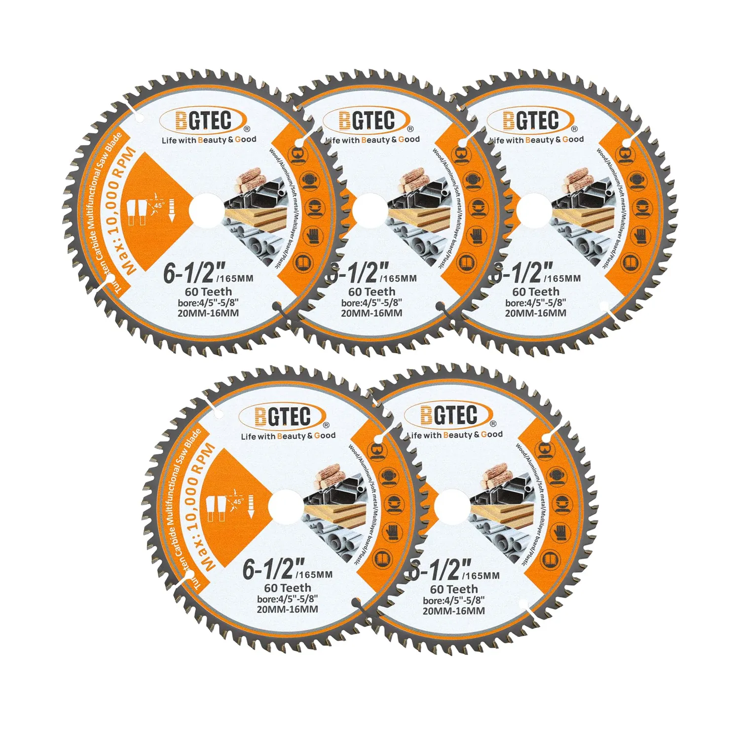 BGTEC lama circolare TCT 165x20 mm 60 denti uso generale