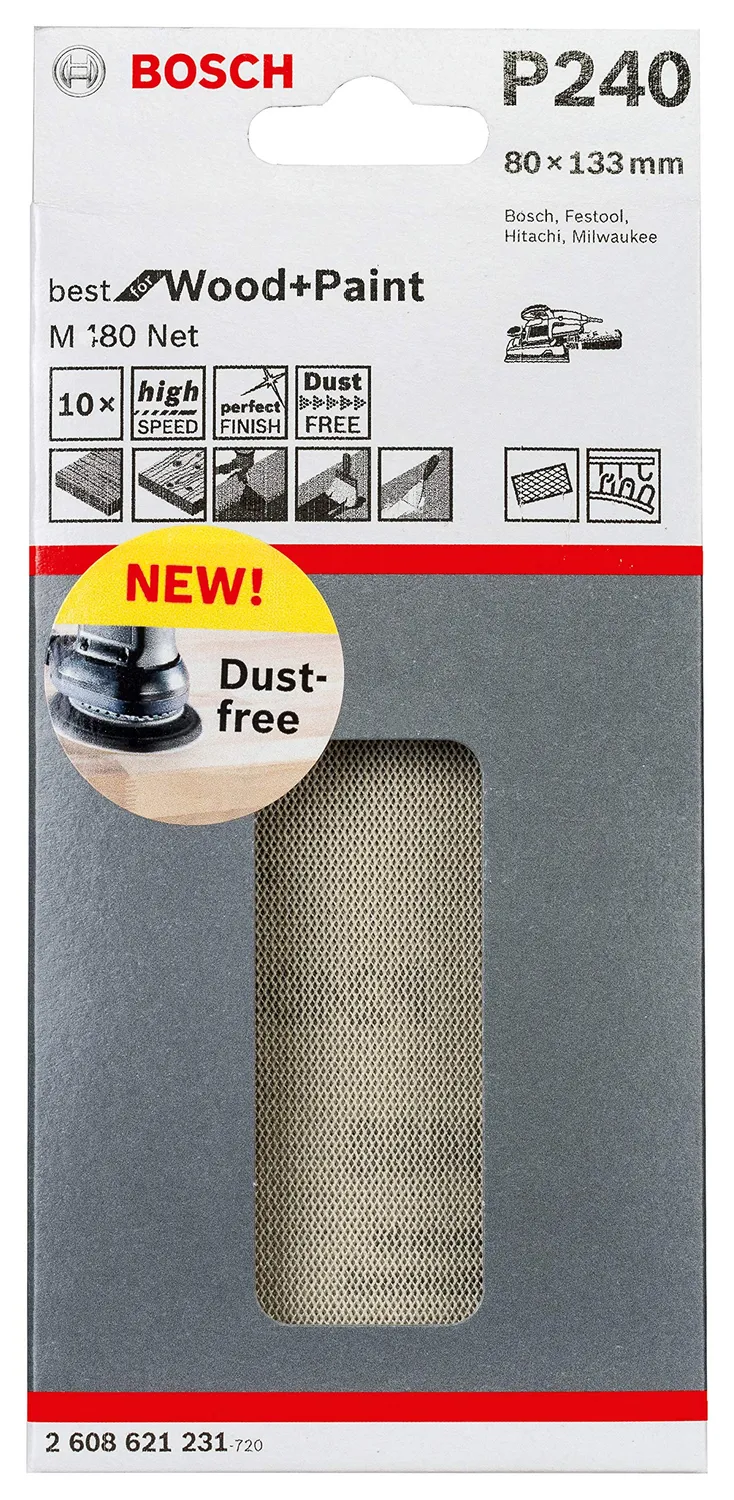 Bosch Expert M480 Fogli Abrasivi a Rete 50 Pezzi Legno Vernice