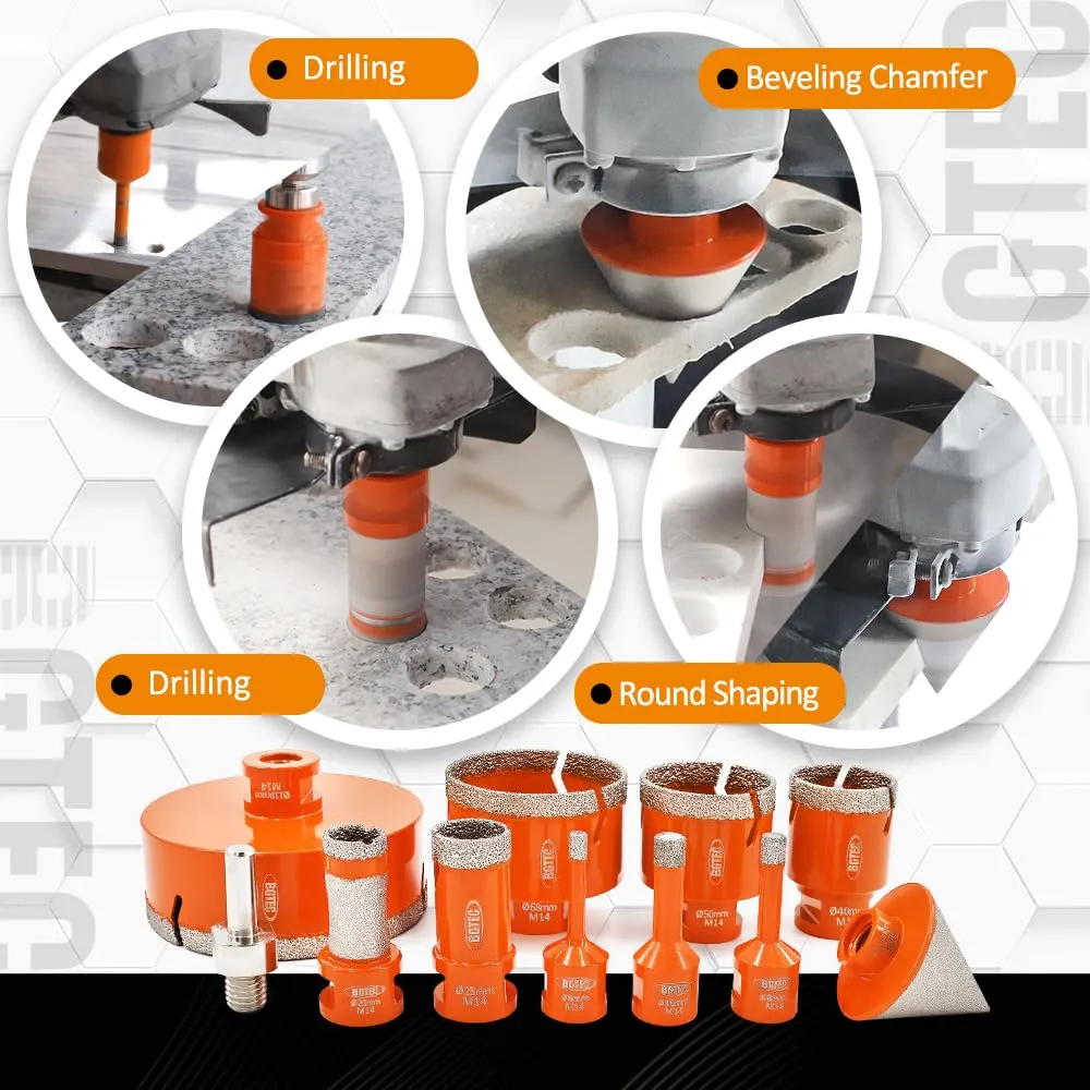 BGTEC Kit 5 set punte diamantate 11 pezzi per gres
