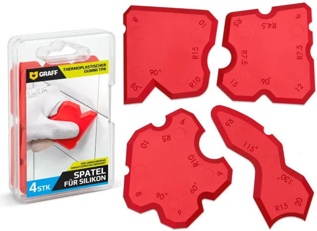 Graff set 4 spatole silicone liscia fughe bagno cucina