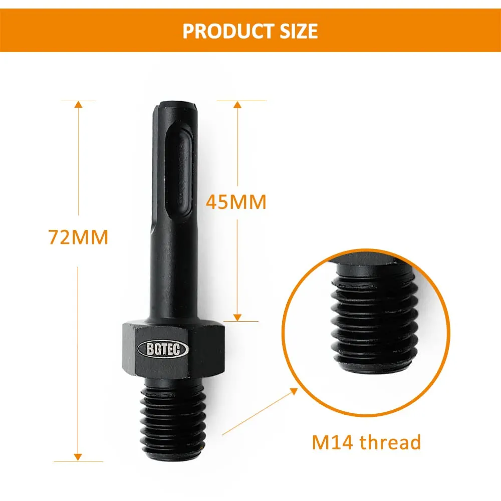 BGTEC Adattatore M14-SDS Plus per punte diamantate 1pz acciaio