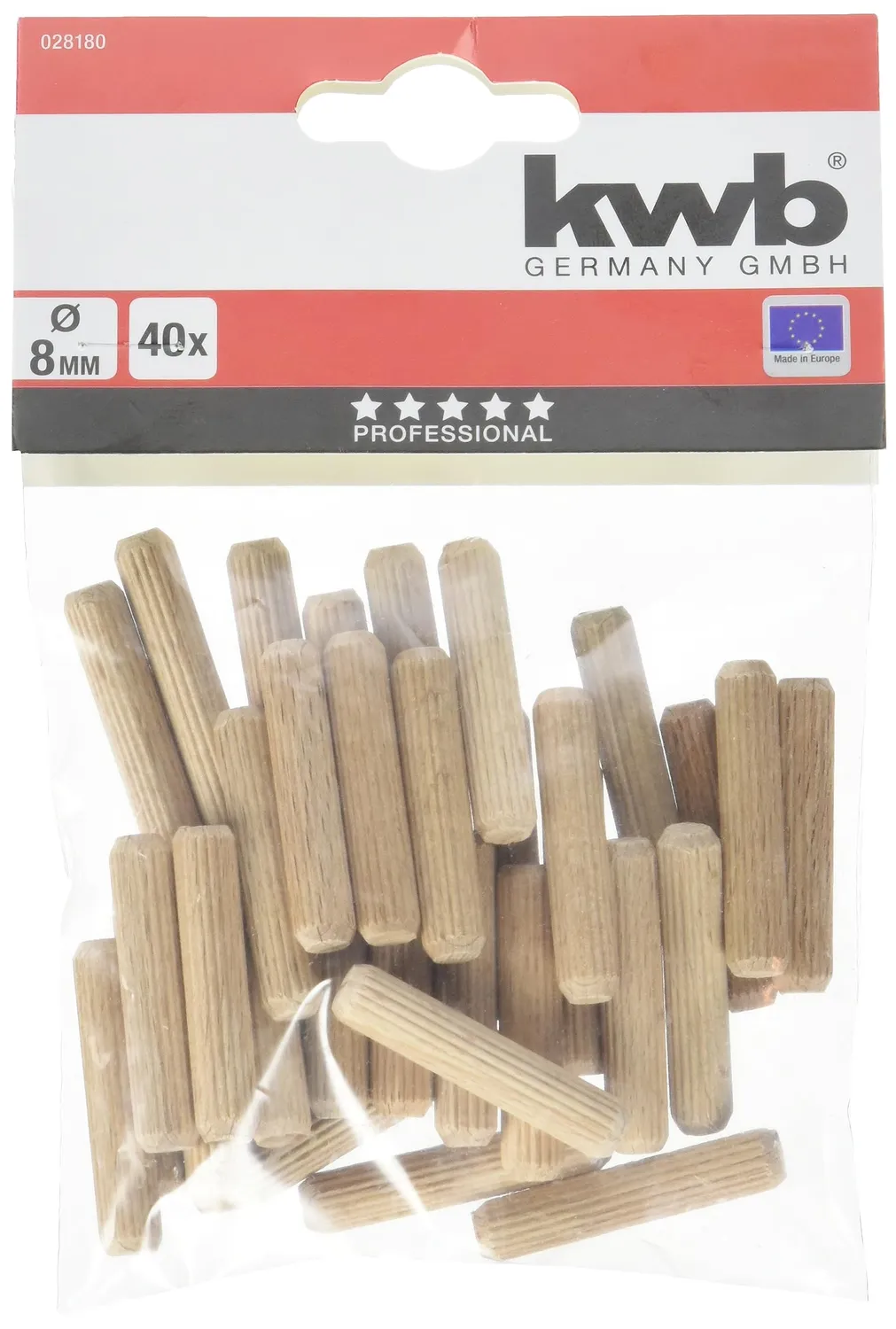 KWB 028180 spine legno 8x40 mm 40 pezzi faggio