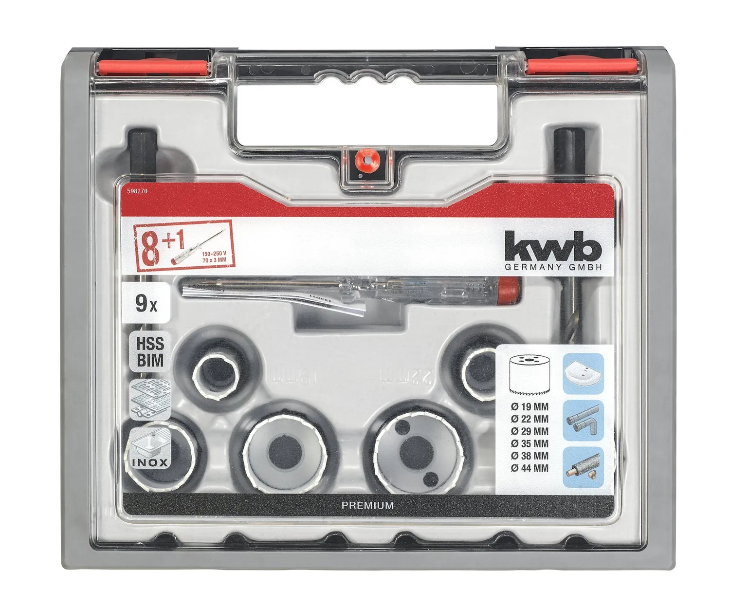 KWB 598270 set seghe tazza bimetalliche 9 pezzi 19-44 mm