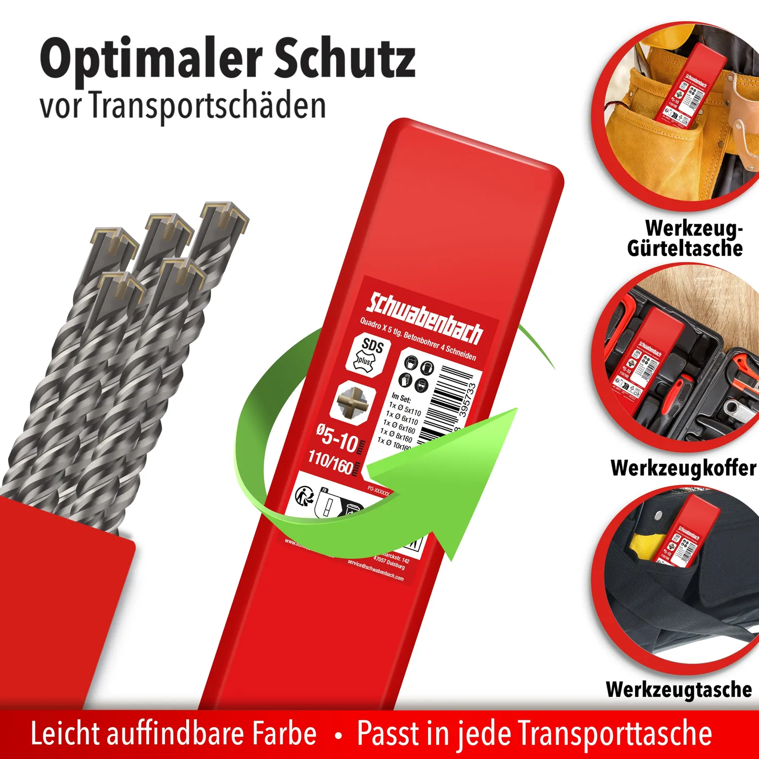 Schwabenbach SDS-Plus Set 5 Punte Muro 5-10 mm 110/160 mm