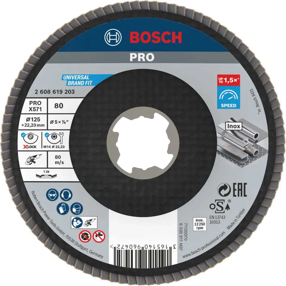 Bosch Expert X571 disco lamellare X-Lock 125mm K80