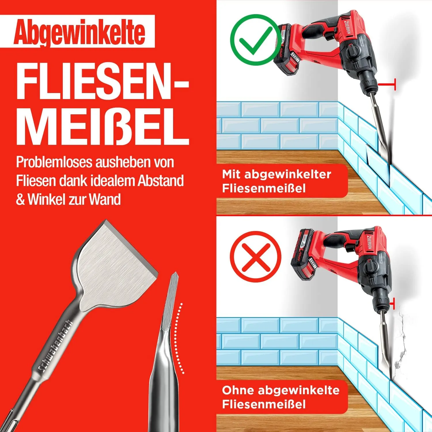 Schwabenbach SDS-Plus scalpello piastrelle 75x165 mm angolato