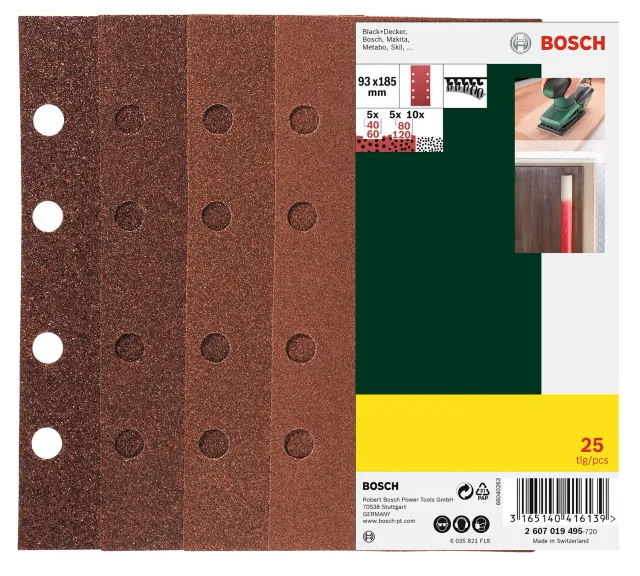 Bosch Expert fogli abrasivi 93x185 mm 25 pz grana 40-120