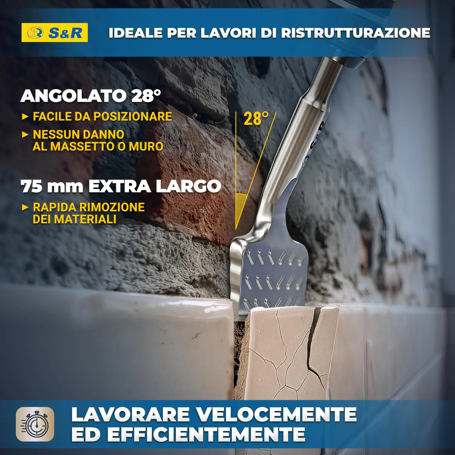 S&R scalpello SDS-Plus piastrelle 165x75 mm angolato