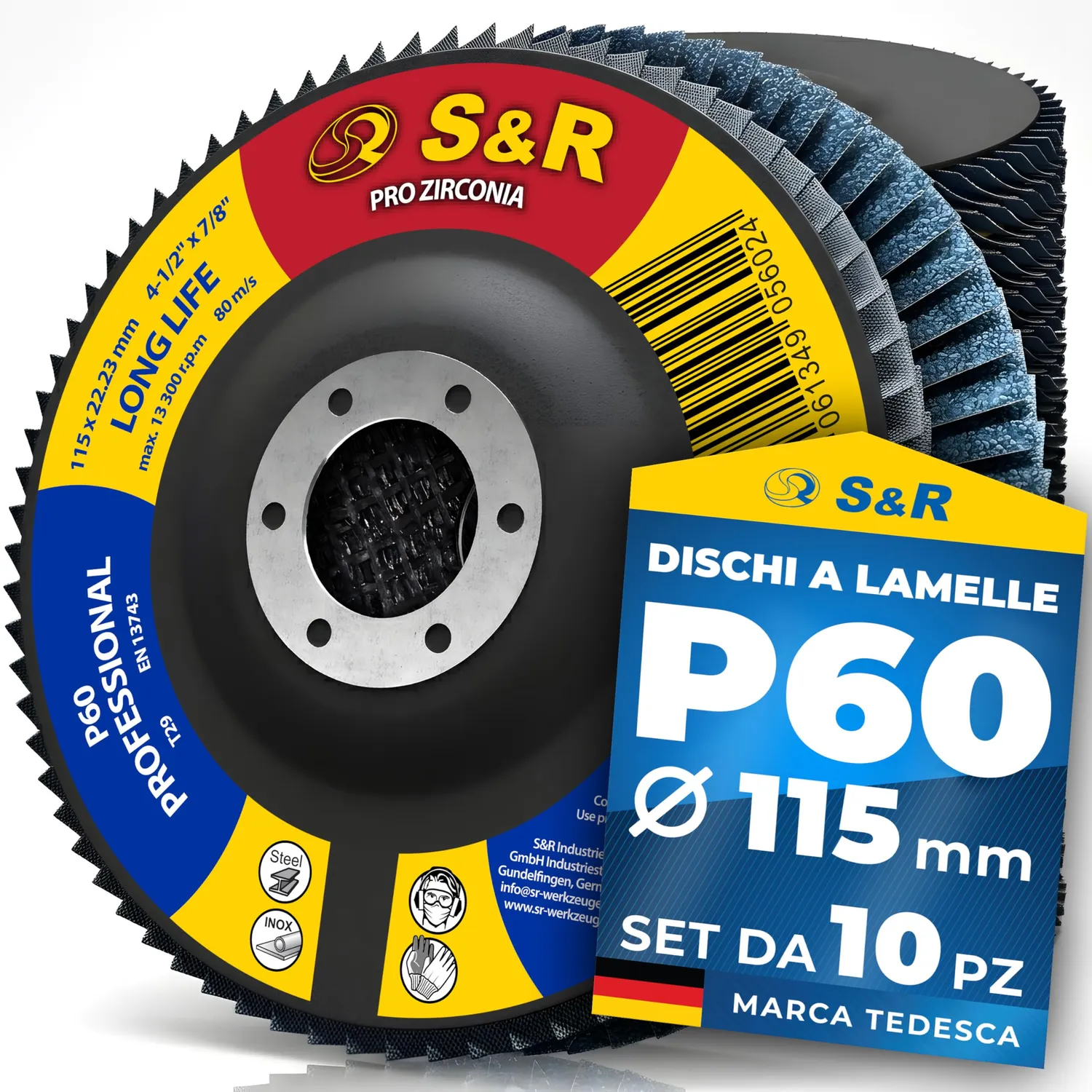 S&R dischi lamellari 115mm grana 120 zirconio 10 pz