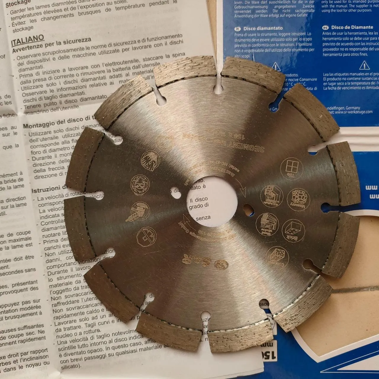 S&R disco diamantato segmentato 150 mm foro 25,5 mm secco