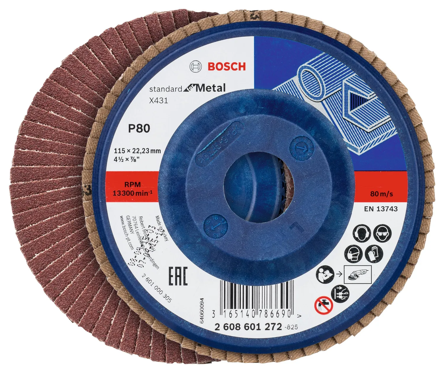 Bosch X431 dischi lamellari 115 mm P40-P80 3 pezzi metallo