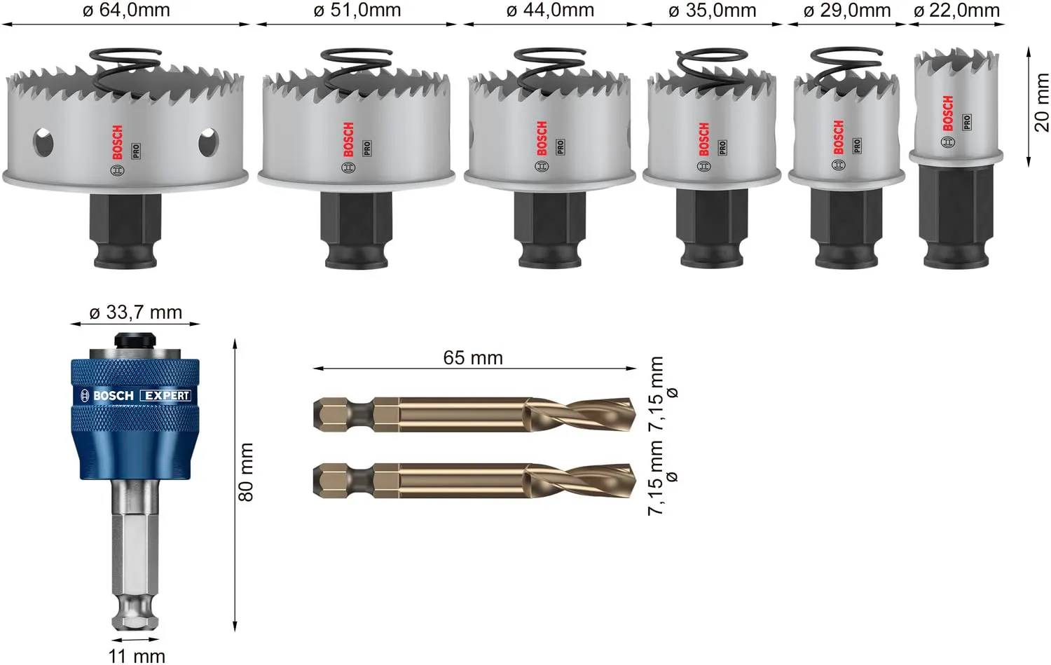 Bosch PRO Sheet Metal set 8 seghe tazza 22-64mm