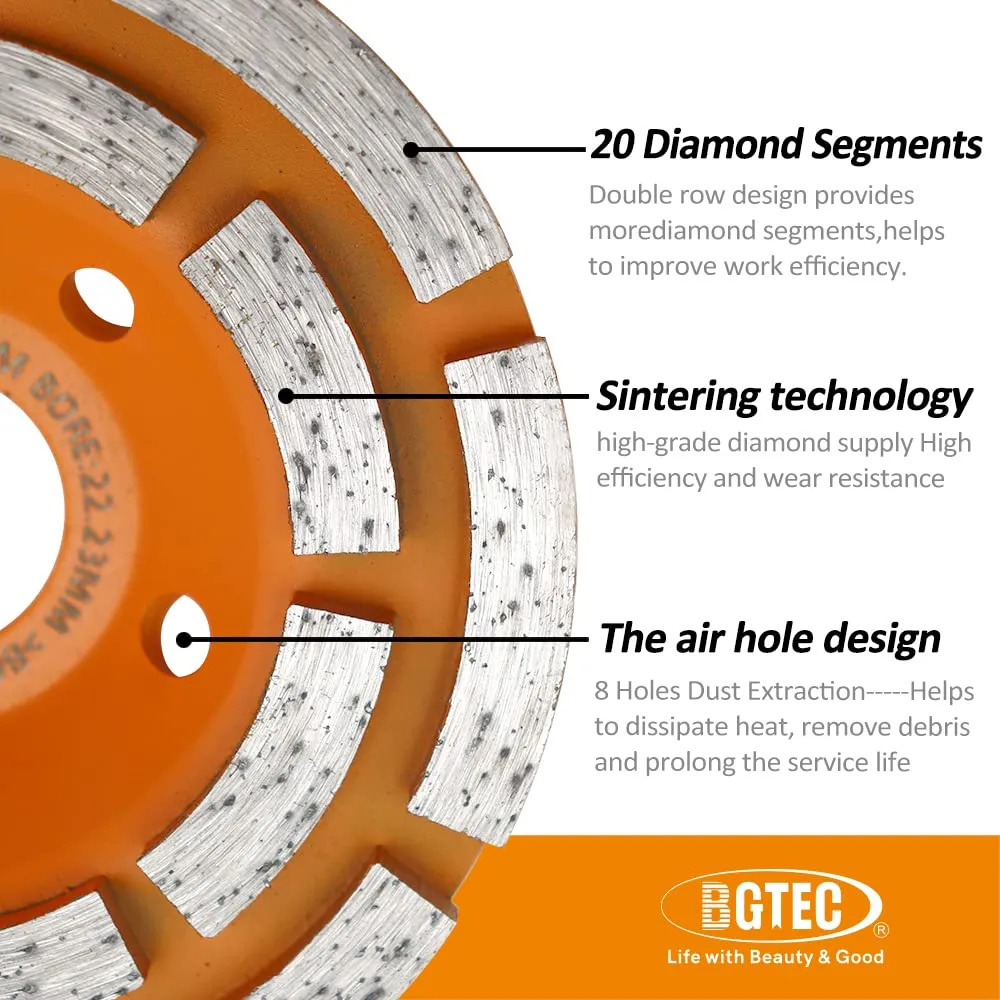 BGTEC mola diamantata 125 mm doppia tazza cemento pietra
