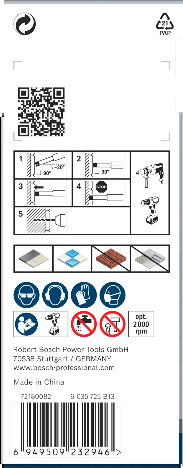 Bosch Expert Ceramic Dry punte 6-8 mm 3 pz diamante