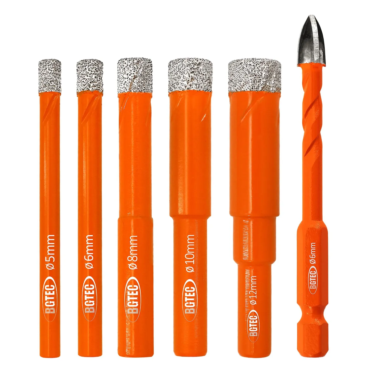BGTEC set punte diamantate 6-12 mm 5 pezzi con carburo