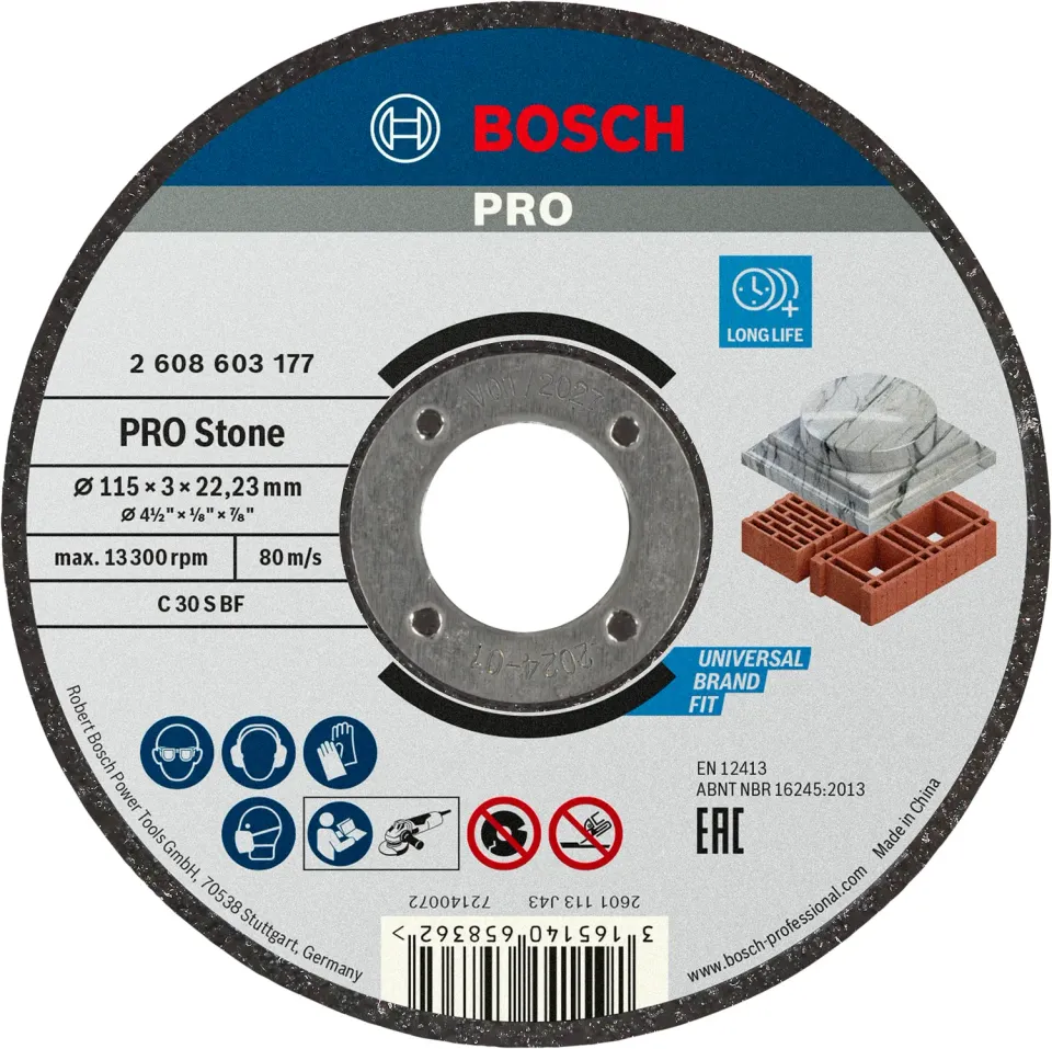 Bosch PRO Stone Disco da Taglio Pietra 115 mm per Mattone